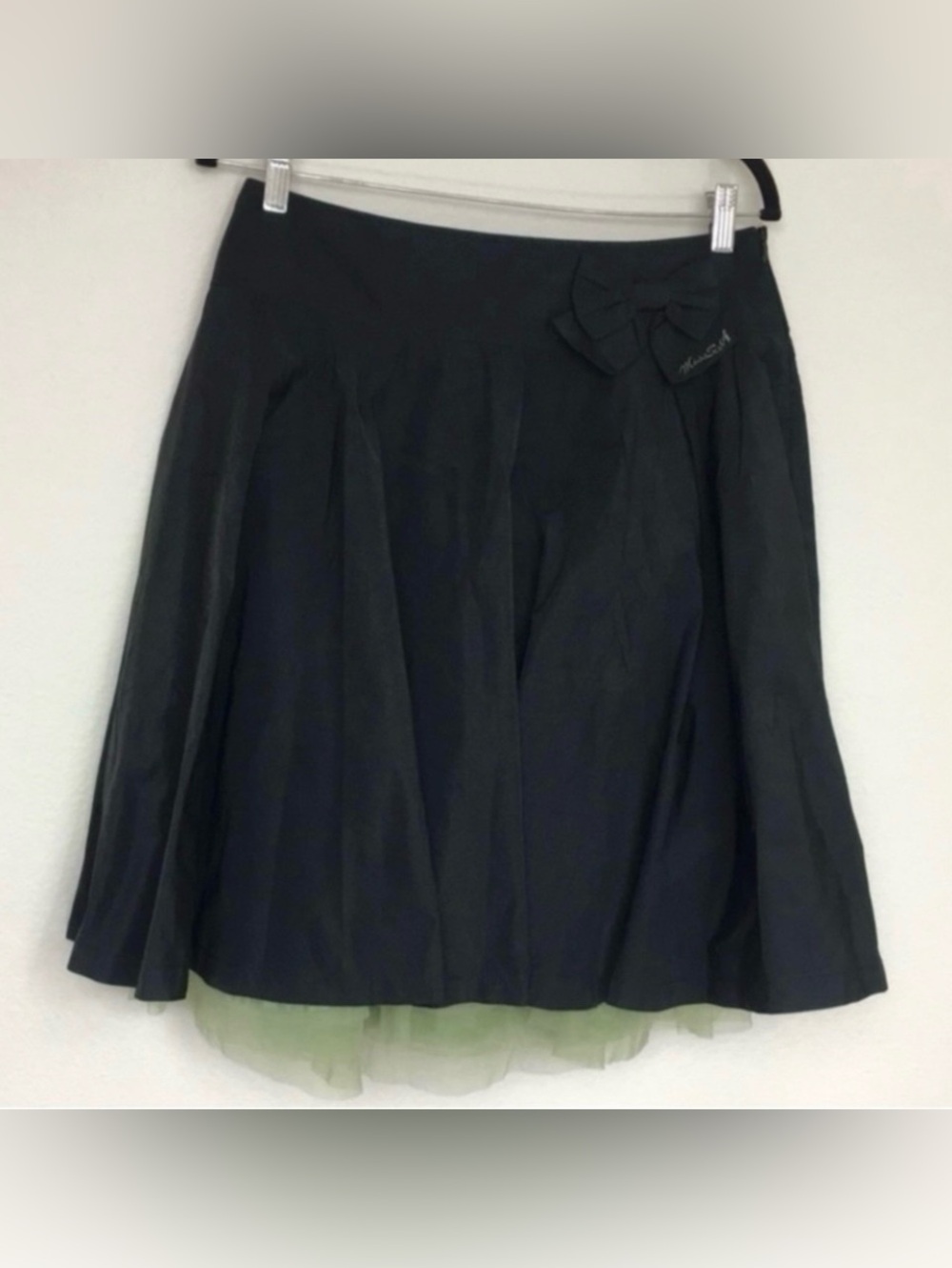 Vtg Miss Sixty Womens Y2K Black Green Tulle Fit & Flare Skirt Rockabilly Size M